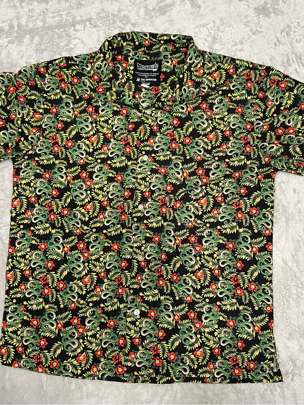 Dragon Ball Z Hawaiian Shirt Mens Medium Button Up Shenron Dragon Toei Animation